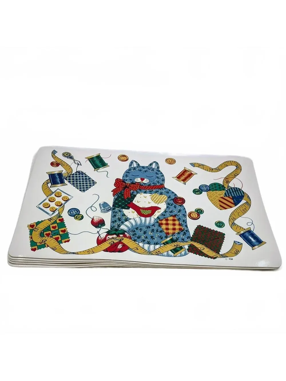 Vintage Vinyl Grannycore Patchwork Cat Placemats - Set of 5